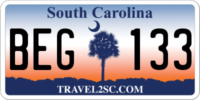 SC license plate BEG133