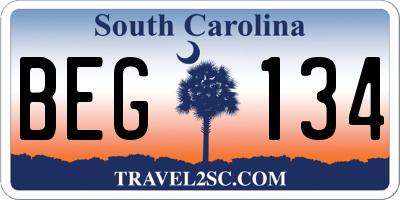 SC license plate BEG134