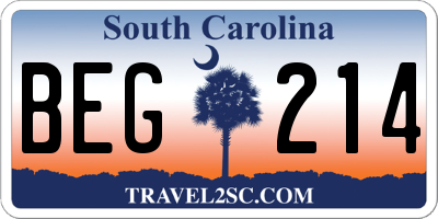 SC license plate BEG214