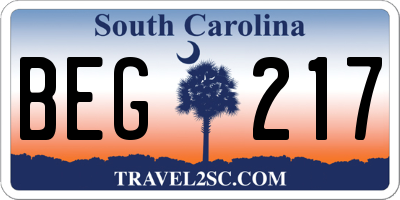 SC license plate BEG217
