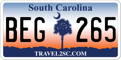 SC license plate BEG265