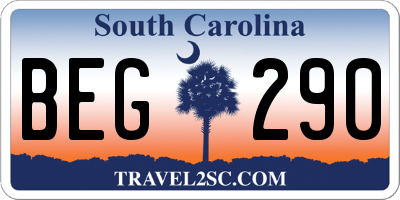 SC license plate BEG290
