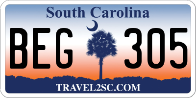 SC license plate BEG305