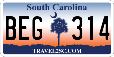 SC license plate BEG314