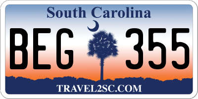 SC license plate BEG355