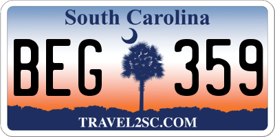SC license plate BEG359