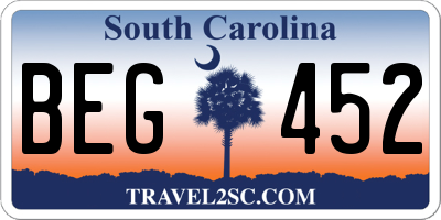SC license plate BEG452