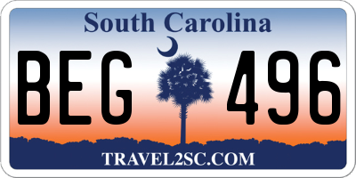 SC license plate BEG496