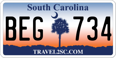 SC license plate BEG734