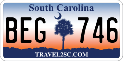 SC license plate BEG746