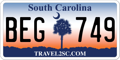 SC license plate BEG749