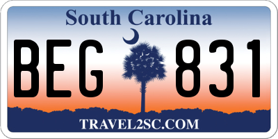 SC license plate BEG831