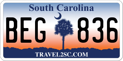SC license plate BEG836