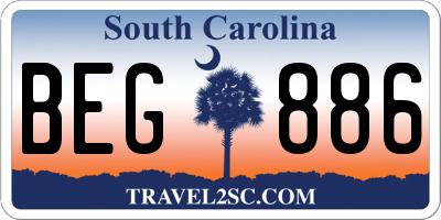 SC license plate BEG886