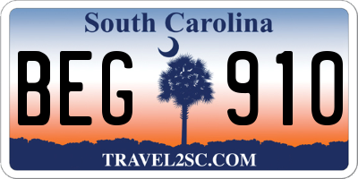 SC license plate BEG910