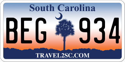 SC license plate BEG934