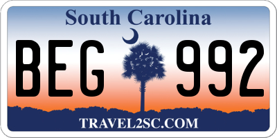 SC license plate BEG992