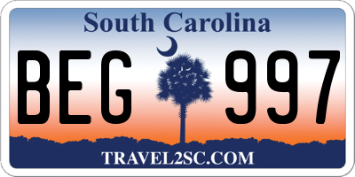 SC license plate BEG997
