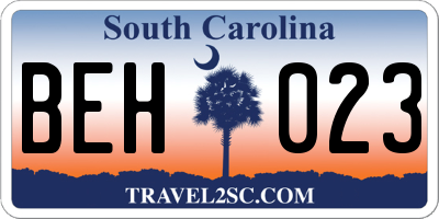 SC license plate BEH023
