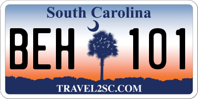 SC license plate BEH101