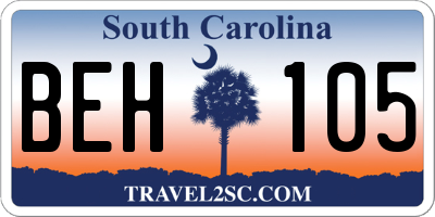 SC license plate BEH105