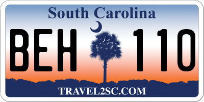SC license plate BEH110