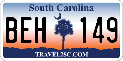 SC license plate BEH149