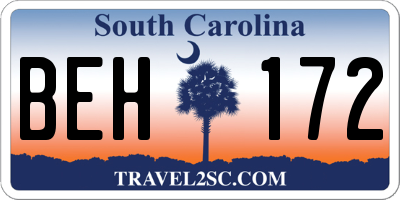 SC license plate BEH172