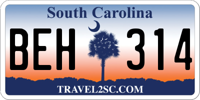 SC license plate BEH314