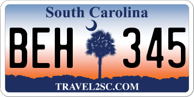 SC license plate BEH345