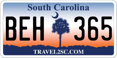 SC license plate BEH365
