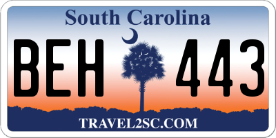 SC license plate BEH443