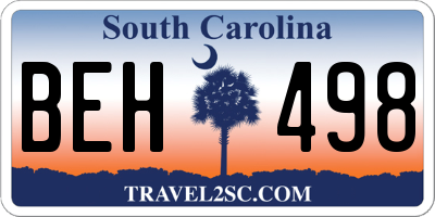 SC license plate BEH498