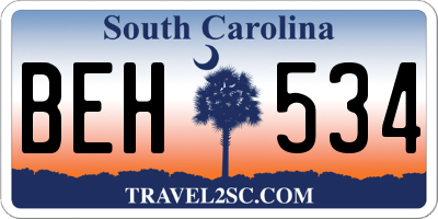 SC license plate BEH534