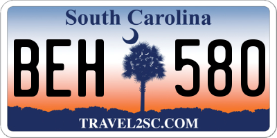 SC license plate BEH580