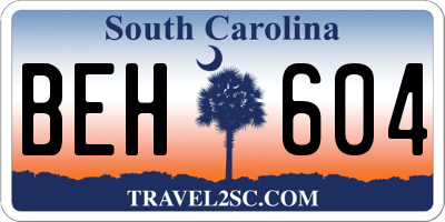 SC license plate BEH604