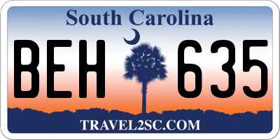 SC license plate BEH635