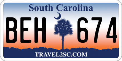 SC license plate BEH674