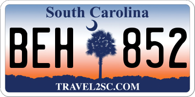SC license plate BEH852