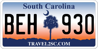 SC license plate BEH930