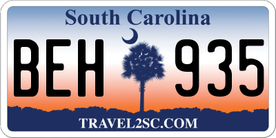SC license plate BEH935
