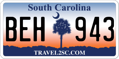 SC license plate BEH943