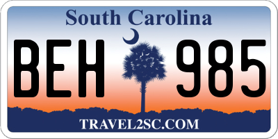 SC license plate BEH985