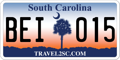 SC license plate BEI015