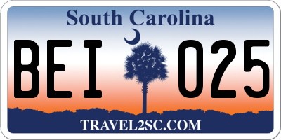 SC license plate BEI025