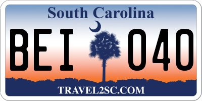 SC license plate BEI040