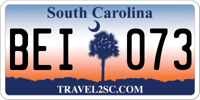 SC license plate BEI073