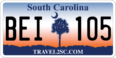 SC license plate BEI105