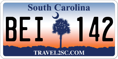 SC license plate BEI142