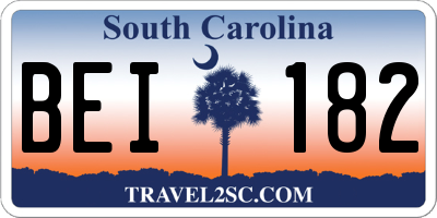 SC license plate BEI182